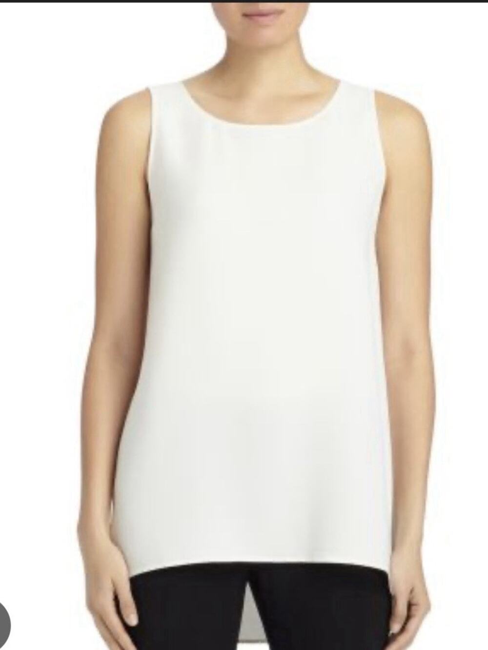 LAFAYETTE 148 NEW YORK Ruthie Sleeveless High Low Hem Silk Blouse Cloud Size P
